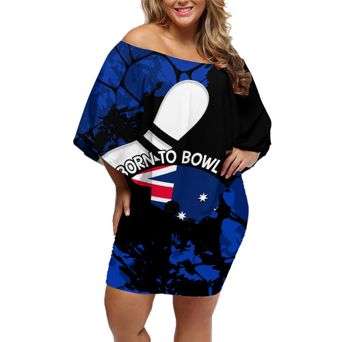 Personalised Australia Bowling Born To Bowl Family Matching Off Shoulder Short Dress and Hawaiian Shirt Grunge Style