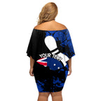 Personalised Australia Bowling Born To Bowl Family Matching Off Shoulder Short Dress and Hawaiian Shirt Grunge Style