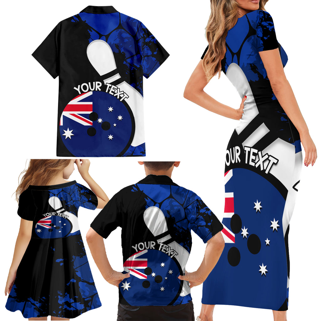 Personalised Australia Bowling Born To Bowl Family Matching Short Sleeve Bodycon Dress and Hawaiian Shirt Grunge Style
