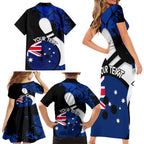Personalised Australia Bowling Born To Bowl Family Matching Short Sleeve Bodycon Dress and Hawaiian Shirt Grunge Style