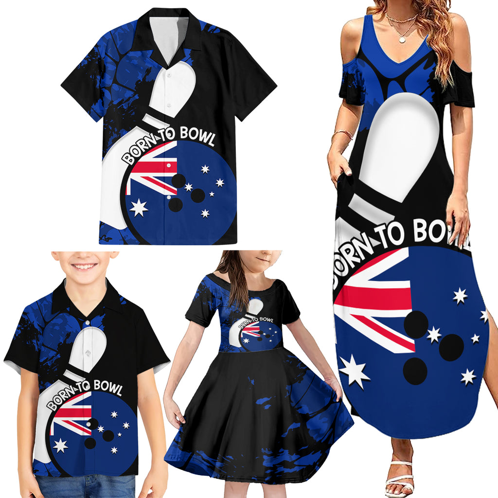 Personalised Australia Bowling Born To Bowl Family Matching Summer Maxi Dress and Hawaiian Shirt Grunge Style