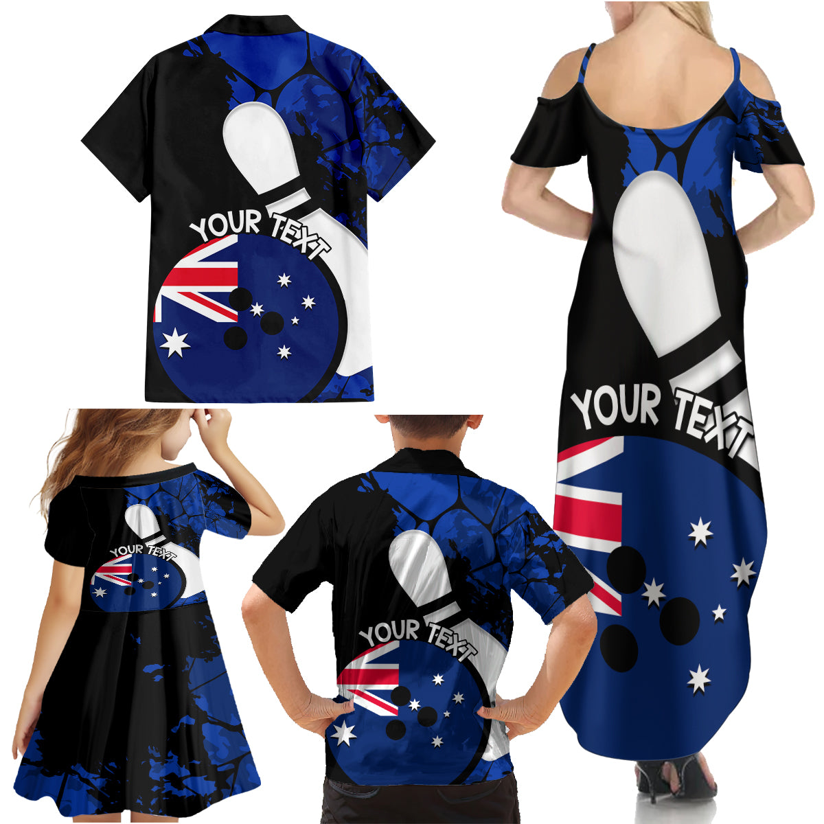Personalised Australia Bowling Born To Bowl Family Matching Summer Maxi Dress and Hawaiian Shirt Grunge Style