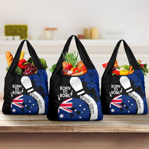 Personalised Australia Bowling Born To Bowl Grocery Bag Grunge Style