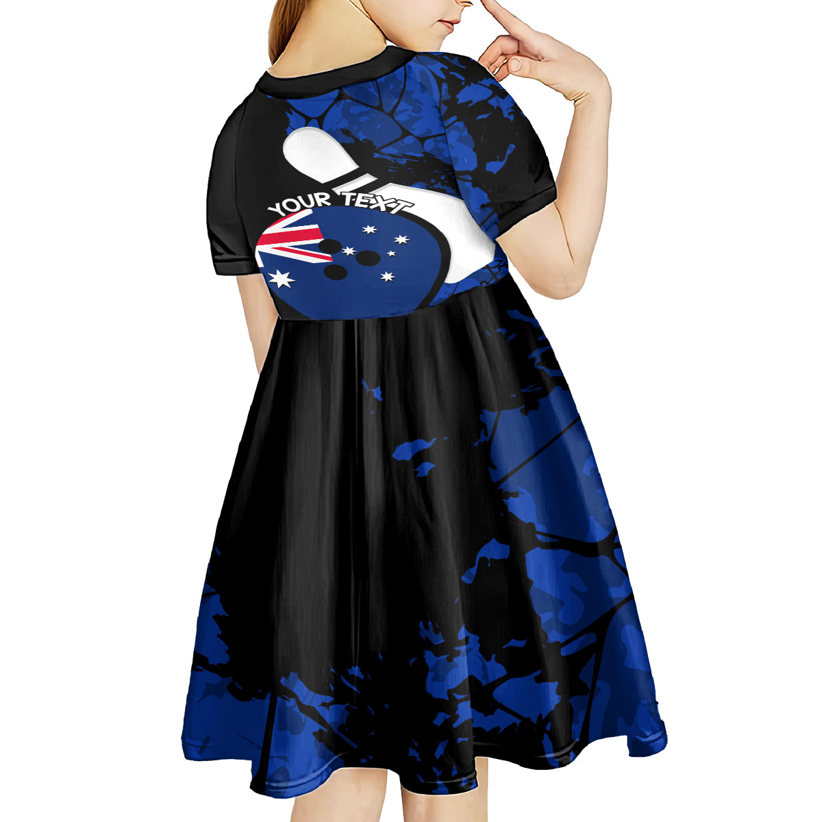 Personalised Australia Bowling Born To Bowl Kid Short Sleeve Dress Grunge Style