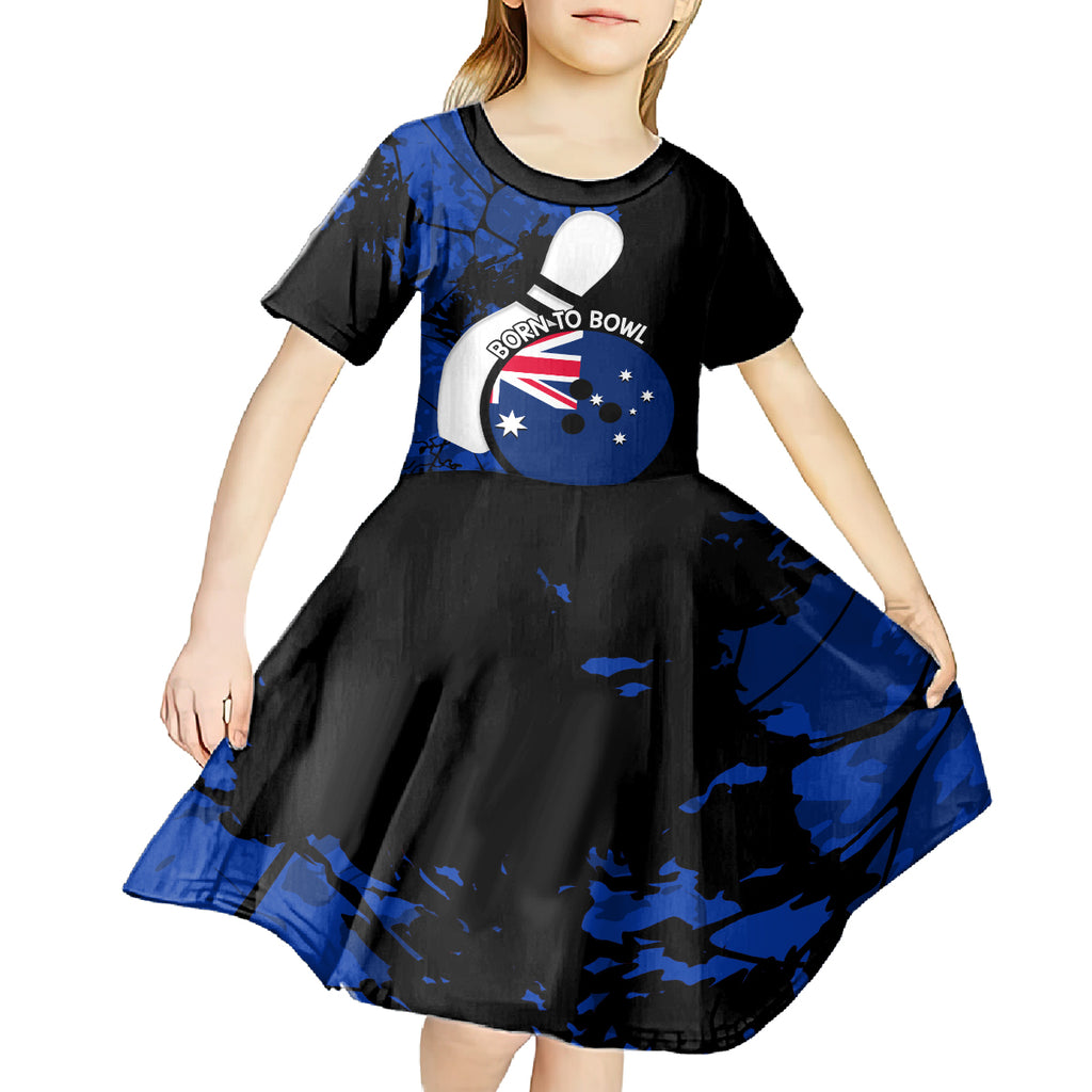 Personalised Australia Bowling Born To Bowl Kid Short Sleeve Dress Grunge Style