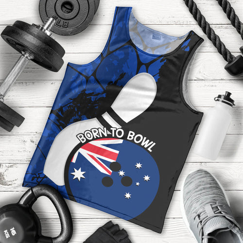 Personalised Australia Bowling Born To Bowl Men Tank Top Grunge Style