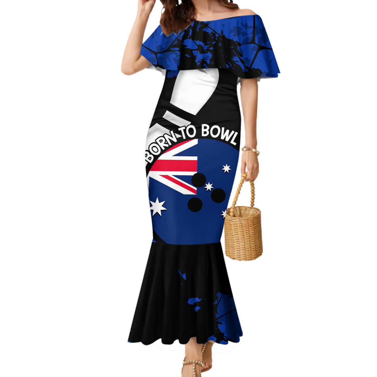 Personalised Australia Bowling Born To Bowl Mermaid Dress Grunge Style