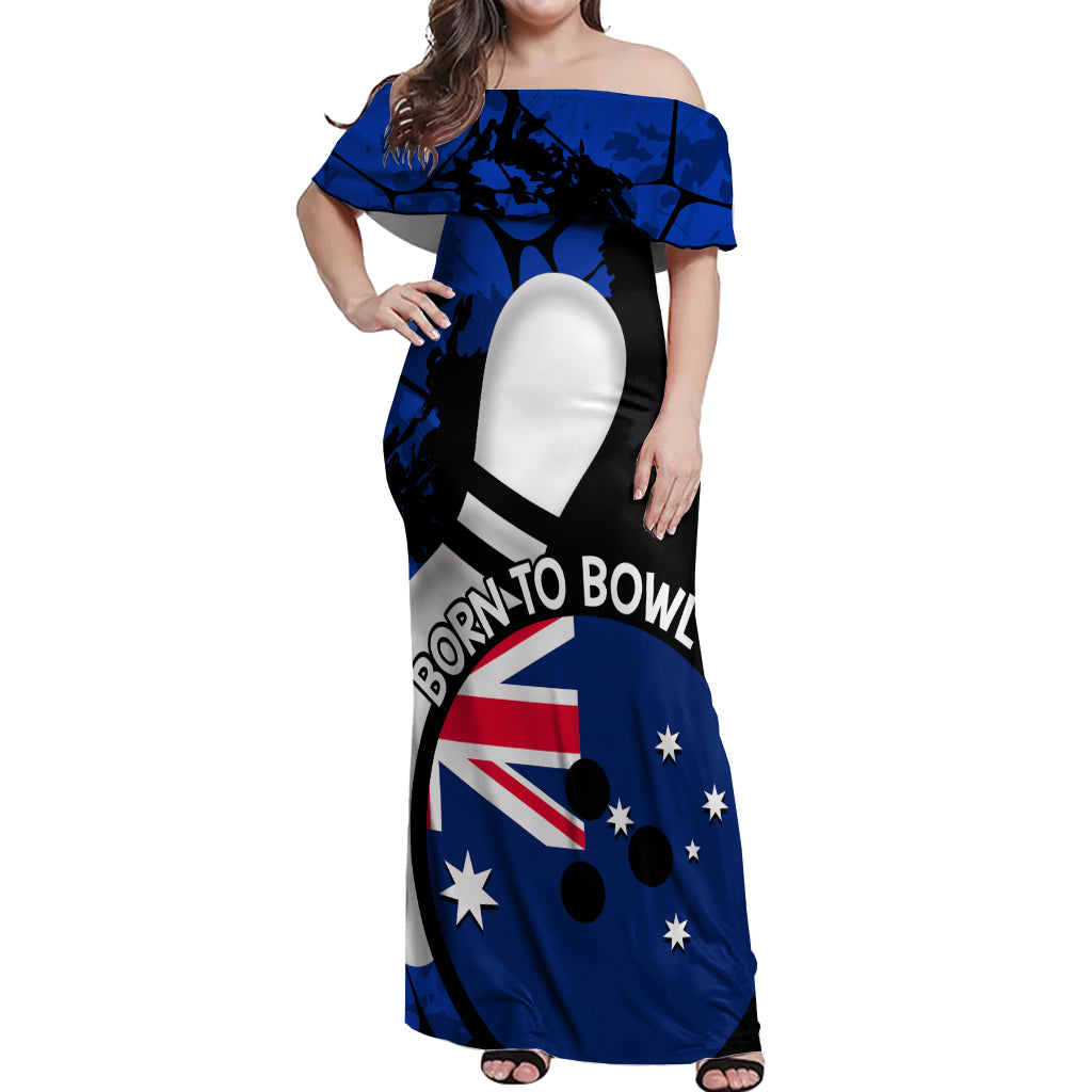 Personalised Australia Bowling Born To Bowl Off Shoulder Maxi Dress Grunge Style