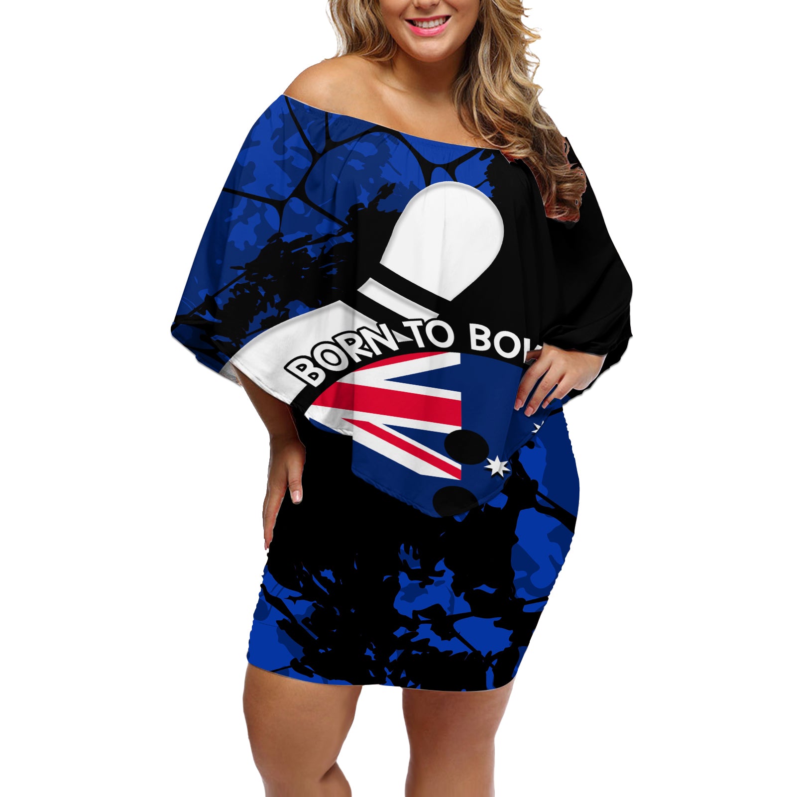 Personalised Australia Bowling Born To Bowl Off Shoulder Short Dress Grunge Style
