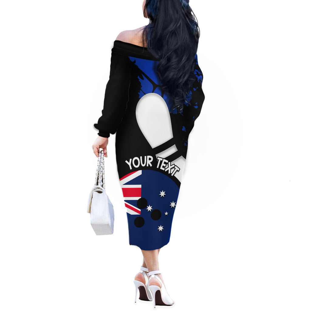 Personalised Australia Bowling Born To Bowl Off The Shoulder Long Sleeve Dress Grunge Style