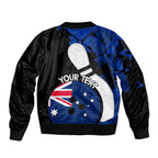 Personalised Australia Bowling Born To Bowl Sleeve Zip Bomber Jacket Grunge Style