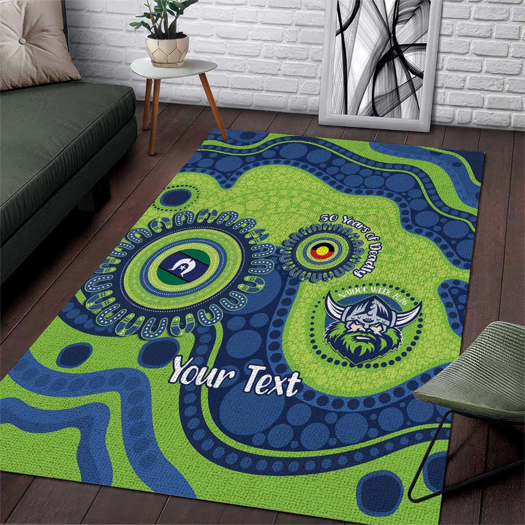 Canberra Raiders NAIDOC Week 2026 Personalised Area Rug 50 Years of Deadly Aboriginal Art