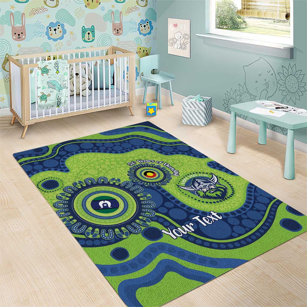 Canberra Raiders NAIDOC Week 2026 Personalised Area Rug 50 Years of Deadly Aboriginal Art