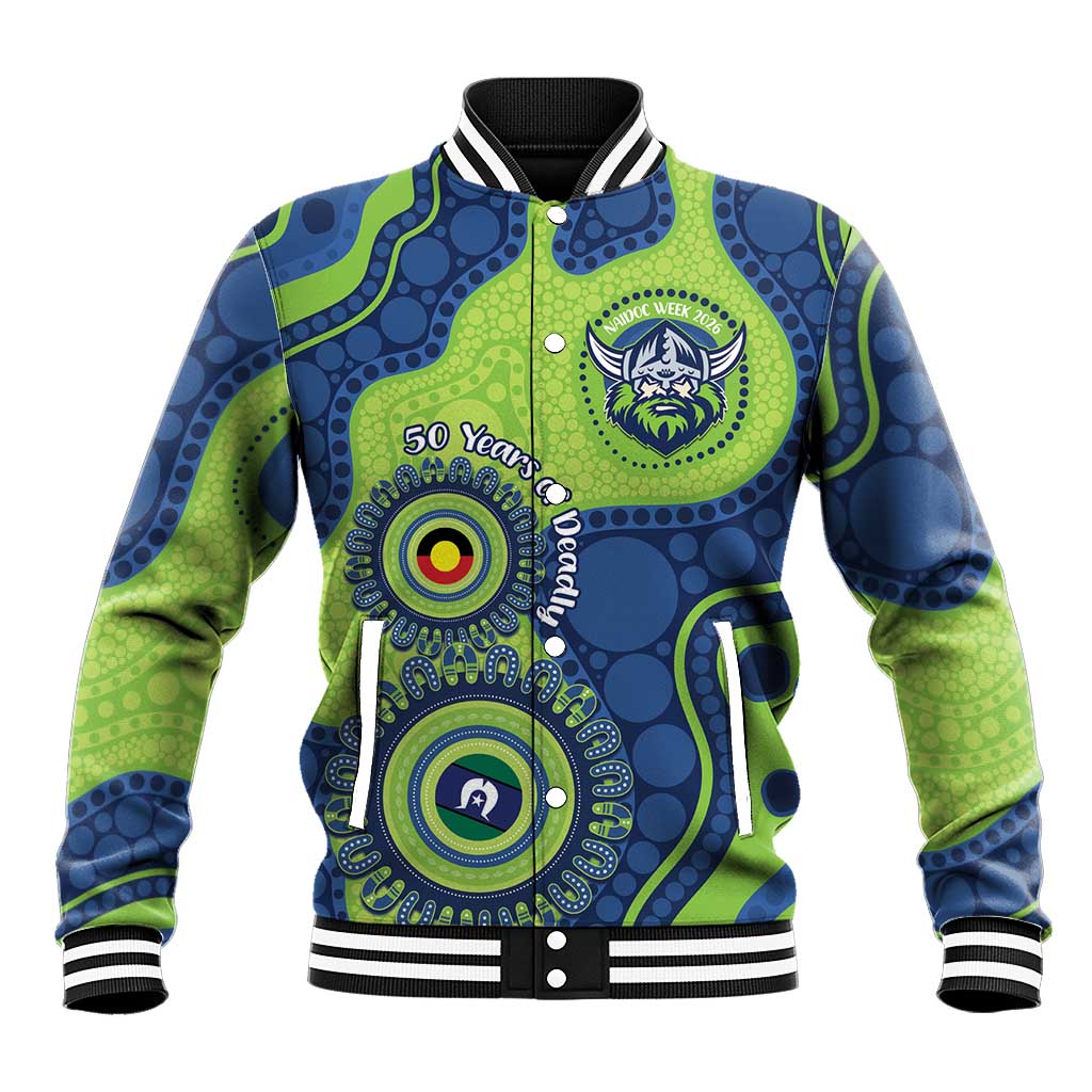 Canberra Raiders NAIDOC Week 2026 Personalised Baseball Jacket 50 Years of Deadly Aboriginal Art