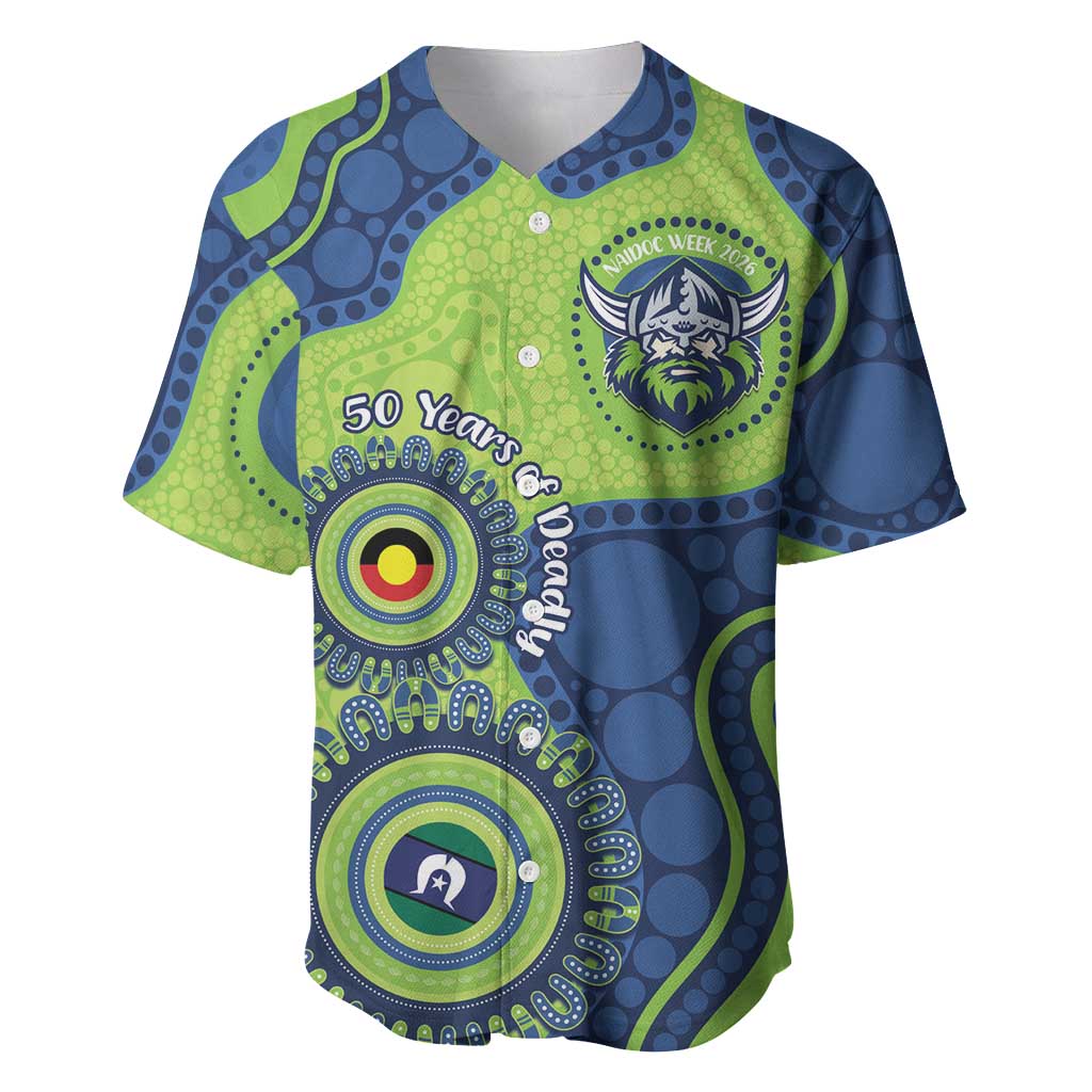 Canberra Raiders NAIDOC Week 2026 Personalised Baseball Jersey 50 Years of Deadly Aboriginal Art