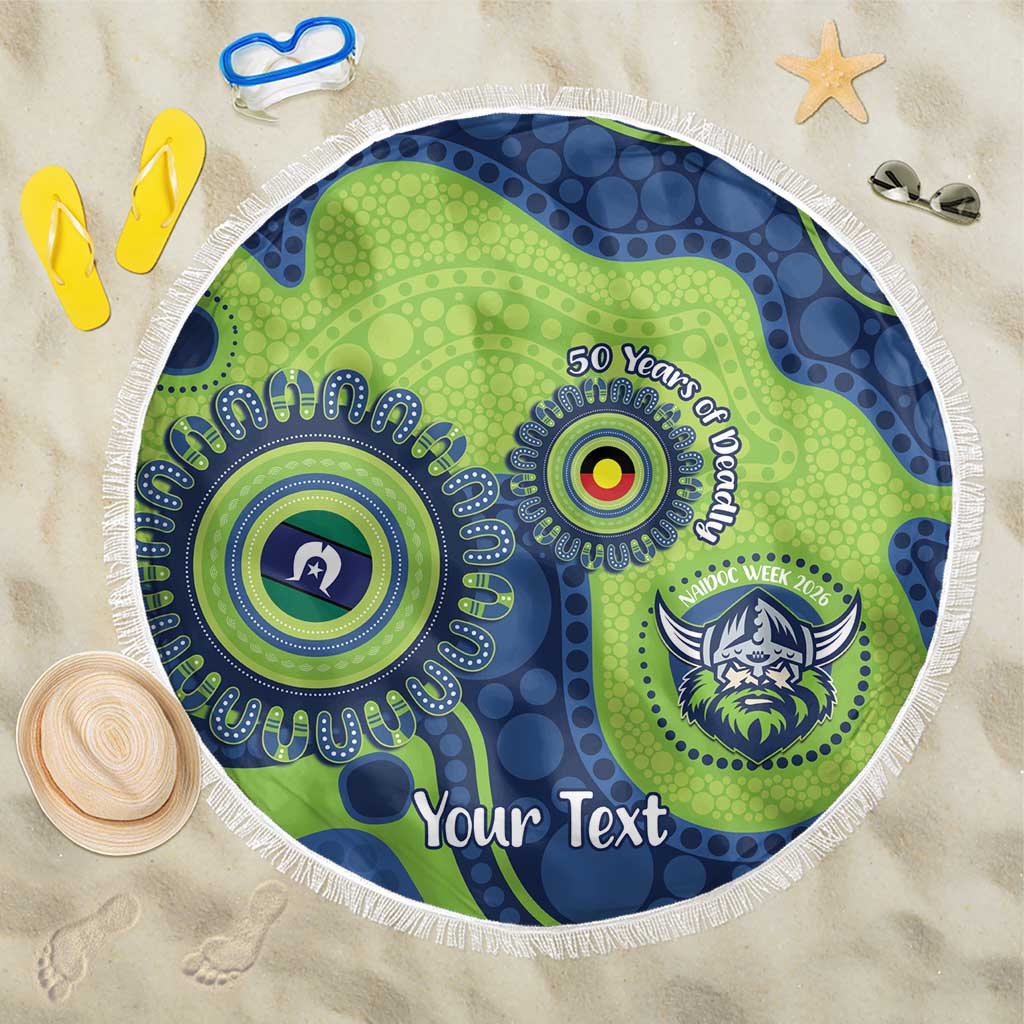 Canberra Raiders NAIDOC Week 2026 Personalised Beach Blanket 50 Years of Deadly Aboriginal Art