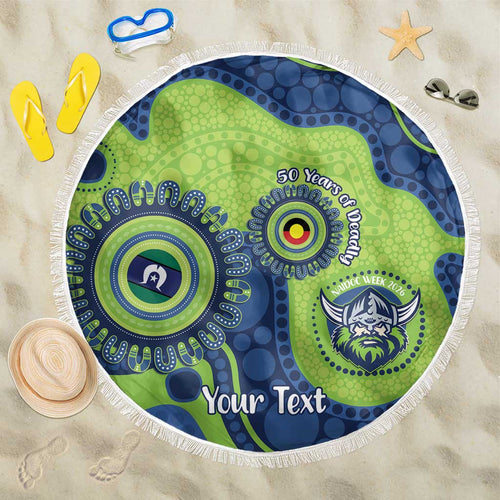 Canberra Raiders NAIDOC Week 2026 Personalised Beach Blanket 50 Years of Deadly Aboriginal Art