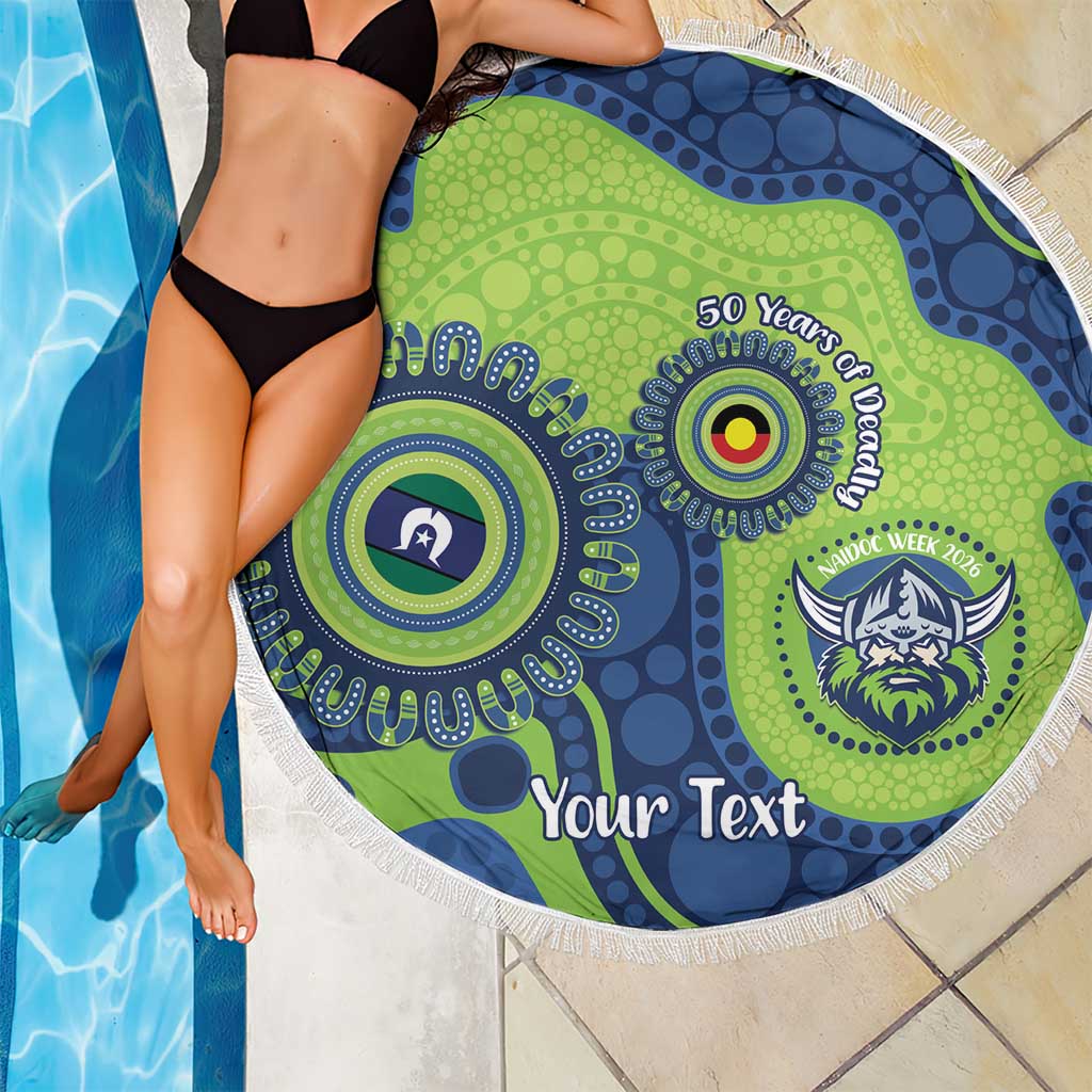Canberra Raiders NAIDOC Week 2026 Personalised Beach Blanket 50 Years of Deadly Aboriginal Art