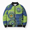 Canberra Raiders NAIDOC Week 2026 Personalised Bomber Puffer Jacket 50 Years of Deadly Aboriginal Art