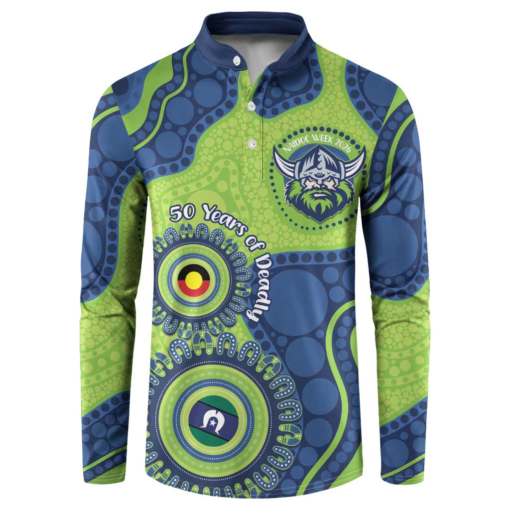 Canberra Raiders NAIDOC Week 2026 Personalised Button Sweatshirt 50 Years of Deadly Aboriginal Art
