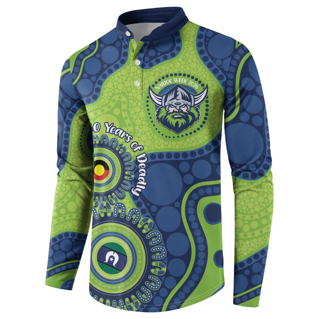 Canberra Raiders NAIDOC Week 2026 Personalised Button Sweatshirt 50 Years of Deadly Aboriginal Art