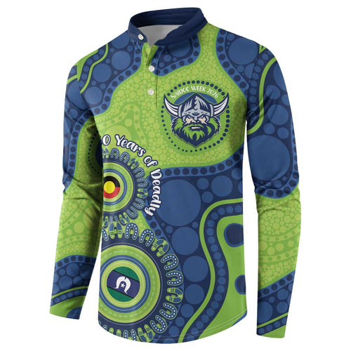 Canberra Raiders NAIDOC Week 2026 Personalised Button Sweatshirt 50 Years of Deadly Aboriginal Art