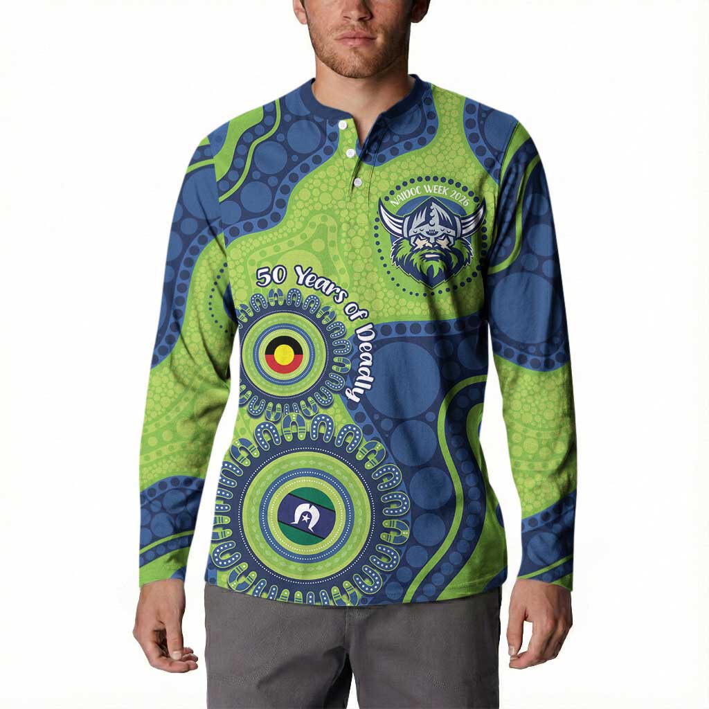 Canberra Raiders NAIDOC Week 2026 Personalised Button Sweatshirt 50 Years of Deadly Aboriginal Art