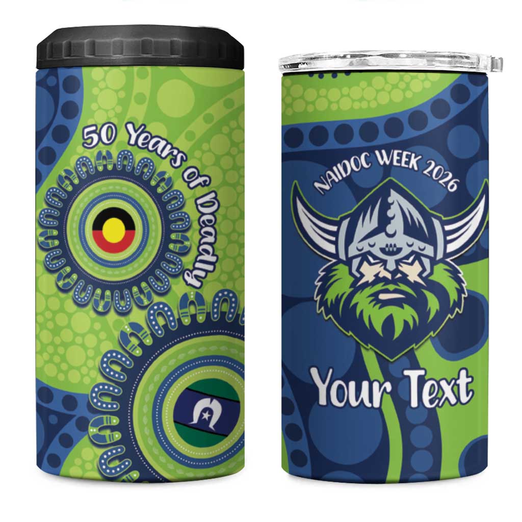 Canberra Raiders NAIDOC Week 2026 Personalised 4 in 1 Can Cooler Tumbler 50 Years of Deadly Aboriginal Art