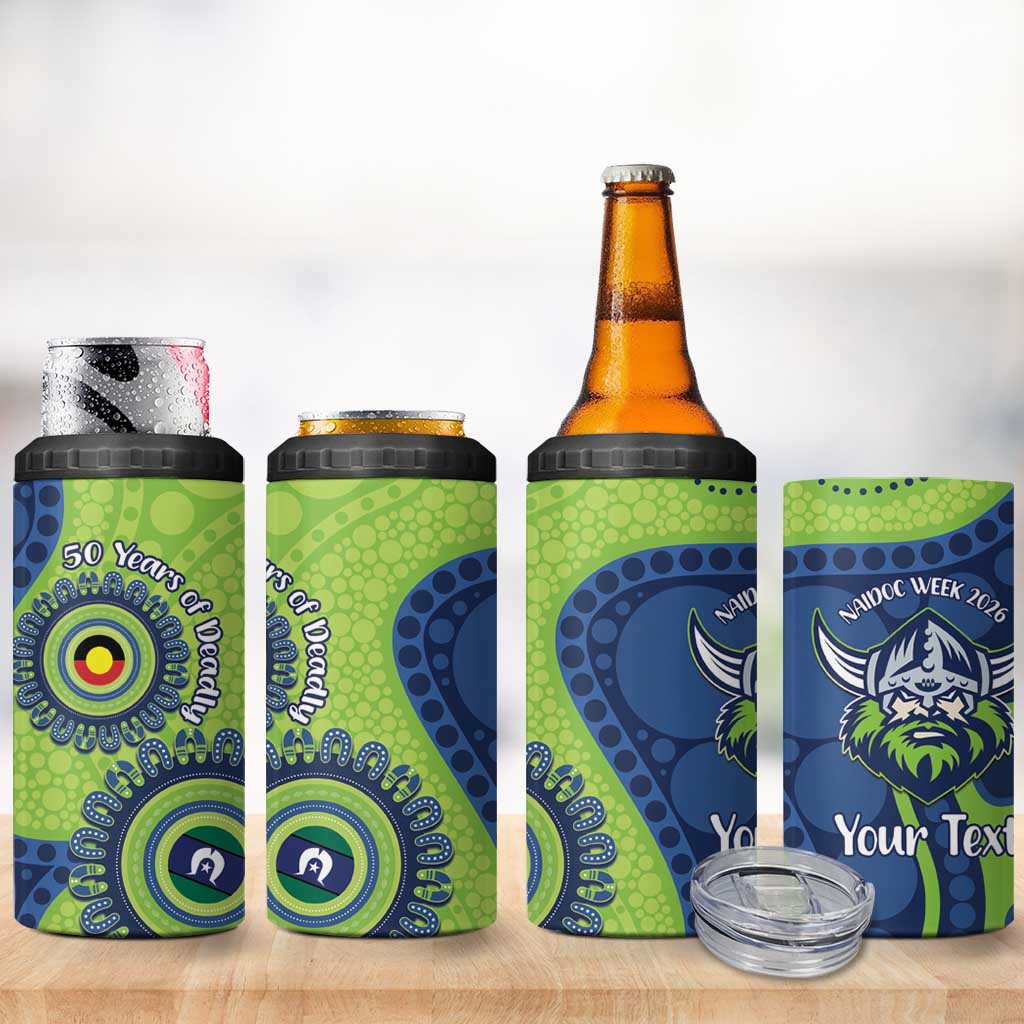 Canberra Raiders NAIDOC Week 2026 Personalised 4 in 1 Can Cooler Tumbler 50 Years of Deadly Aboriginal Art