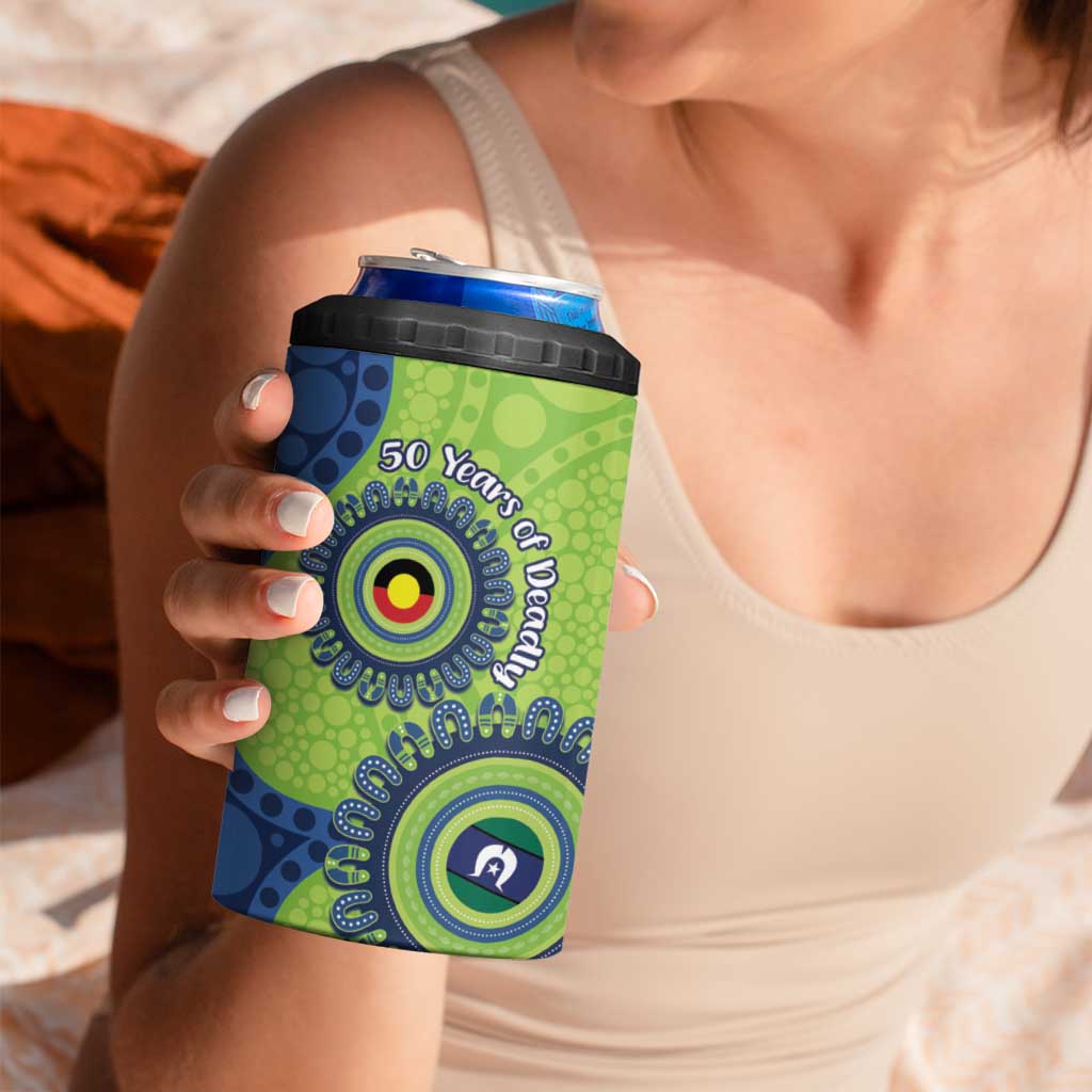Canberra Raiders NAIDOC Week 2026 Personalised 4 in 1 Can Cooler Tumbler 50 Years of Deadly Aboriginal Art
