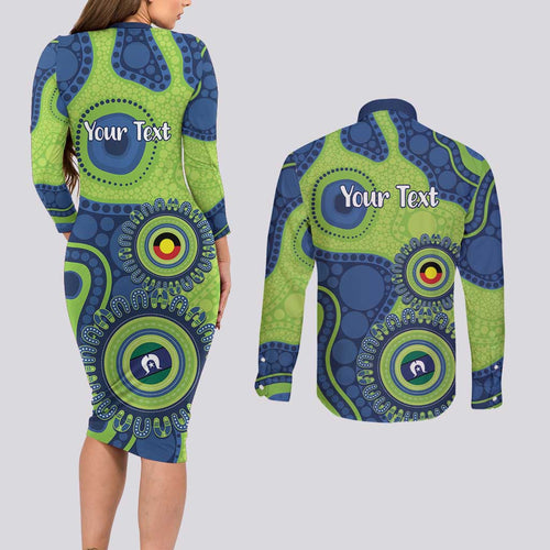 Canberra Raiders NAIDOC Week 2026 Personalised Couples Matching Long Sleeve Bodycon Dress and Long Sleeve Button Shirt 50 Years of Deadly Aboriginal Art