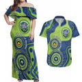 Canberra Raiders NAIDOC Week 2026 Personalised Couples Matching Off Shoulder Maxi Dress and Hawaiian Shirt 50 Years of Deadly Aboriginal Art