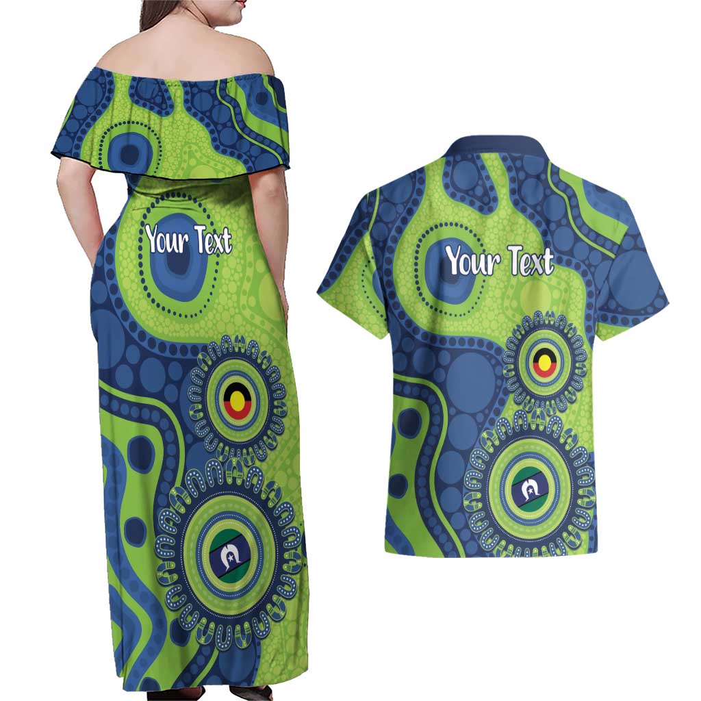 Canberra Raiders NAIDOC Week 2026 Personalised Couples Matching Off Shoulder Maxi Dress and Hawaiian Shirt 50 Years of Deadly Aboriginal Art