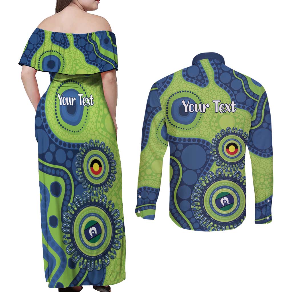 Canberra Raiders NAIDOC Week 2026 Personalised Couples Matching Off Shoulder Maxi Dress and Long Sleeve Button Shirt 50 Years of Deadly Aboriginal Art