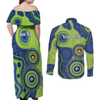 Canberra Raiders NAIDOC Week 2026 Personalised Couples Matching Off Shoulder Maxi Dress and Long Sleeve Button Shirt 50 Years of Deadly Aboriginal Art