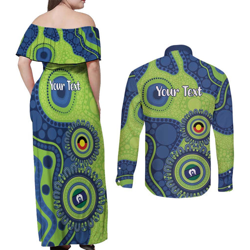 Canberra Raiders NAIDOC Week 2026 Personalised Couples Matching Off Shoulder Maxi Dress and Long Sleeve Button Shirt 50 Years of Deadly Aboriginal Art