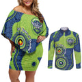 Canberra Raiders NAIDOC Week 2026 Personalised Couples Matching Off Shoulder Short Dress and Long Sleeve Button Shirt 50 Years of Deadly Aboriginal Art