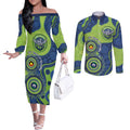 Canberra Raiders NAIDOC Week 2026 Personalised Couples Matching Off The Shoulder Long Sleeve Dress and Long Sleeve Button Shirt 50 Years of Deadly Aboriginal Art