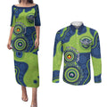 Canberra Raiders NAIDOC Week 2026 Personalised Couples Matching Puletasi and Long Sleeve Button Shirt 50 Years of Deadly Aboriginal Art