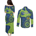 Canberra Raiders NAIDOC Week 2026 Personalised Couples Matching Puletasi and Long Sleeve Button Shirt 50 Years of Deadly Aboriginal Art