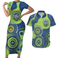 Canberra Raiders NAIDOC Week 2026 Personalised Couples Matching Short Sleeve Bodycon Dress and Hawaiian Shirt 50 Years of Deadly Aboriginal Art