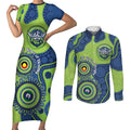 Canberra Raiders NAIDOC Week 2026 Personalised Couples Matching Short Sleeve Bodycon Dress and Long Sleeve Button Shirt 50 Years of Deadly Aboriginal Art