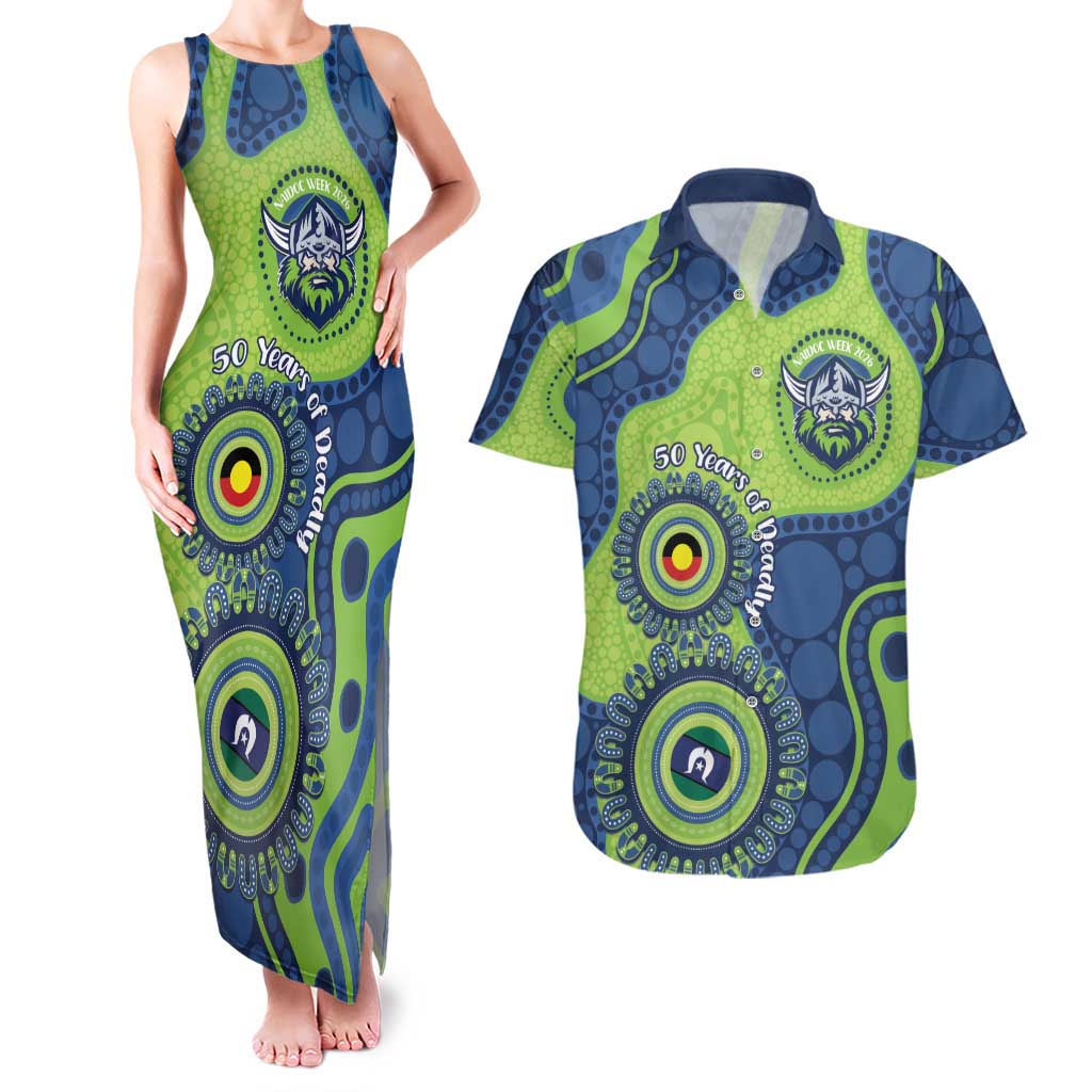 Canberra Raiders NAIDOC Week 2026 Personalised Couples Matching Tank Maxi Dress and Hawaiian Shirt 50 Years of Deadly Aboriginal Art