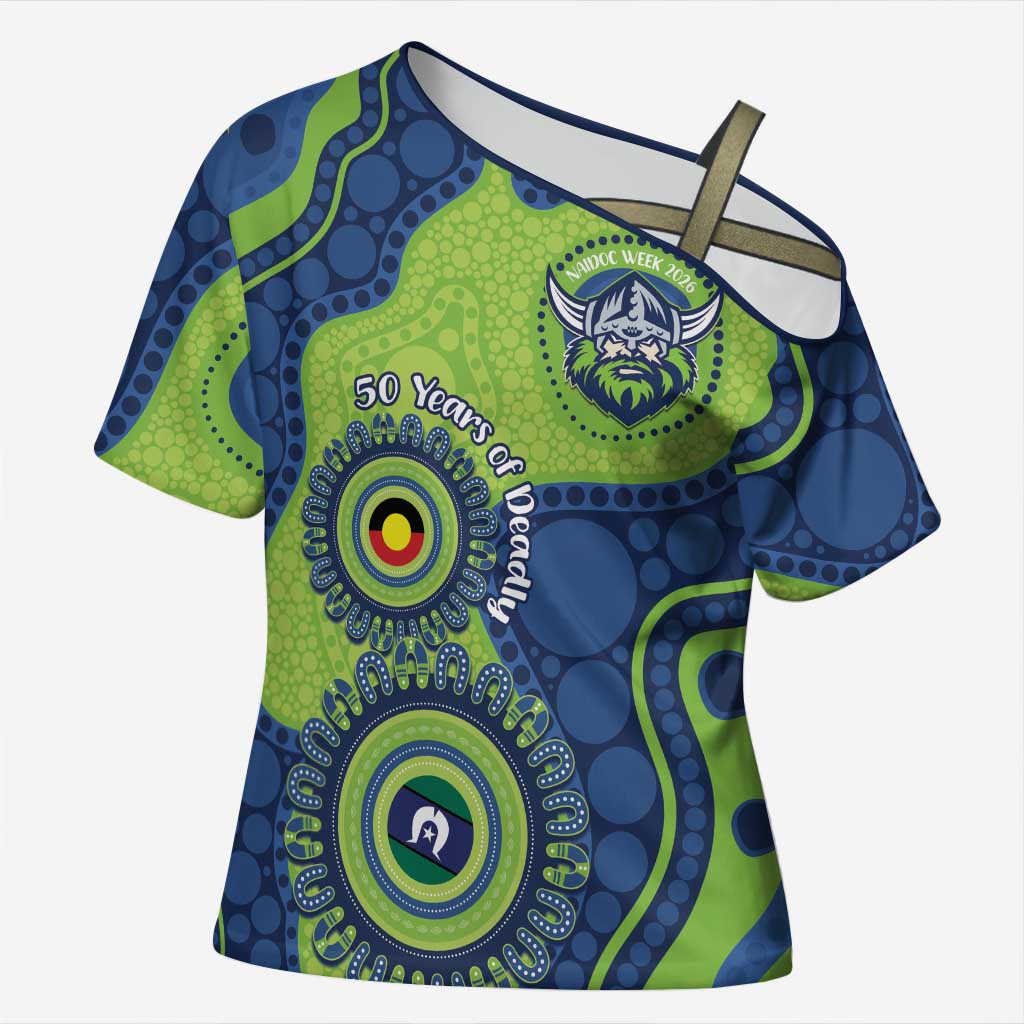 Canberra Raiders NAIDOC Week 2026 Personalised Cross Shoulder Shirt 50 Years of Deadly Aboriginal Art