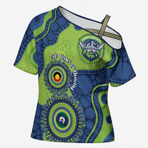 Canberra Raiders NAIDOC Week 2026 Personalised Cross Shoulder Shirt 50 Years of Deadly Aboriginal Art
