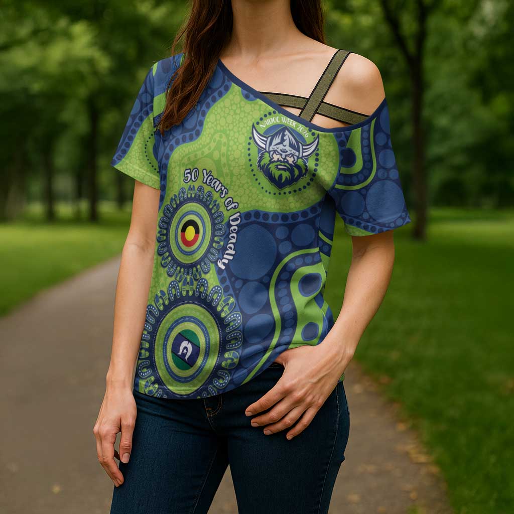 Canberra Raiders NAIDOC Week 2026 Personalised Cross Shoulder Shirt 50 Years of Deadly Aboriginal Art