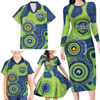Canberra Raiders NAIDOC Week 2026 Personalised Family Matching Long Sleeve Bodycon Dress and Hawaiian Shirt 50 Years of Deadly Aboriginal Art