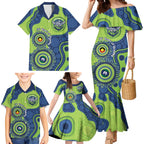 Canberra Raiders NAIDOC Week 2026 Personalised Family Matching Mermaid Dress and Hawaiian Shirt 50 Years of Deadly Aboriginal Art
