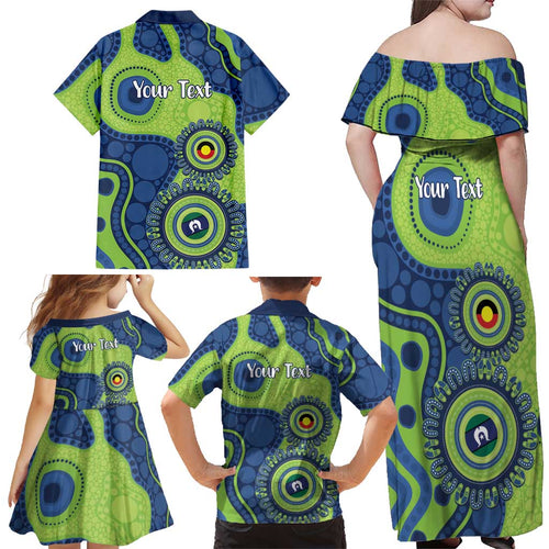 Canberra Raiders NAIDOC Week 2026 Personalised Family Matching Off Shoulder Maxi Dress and Hawaiian Shirt 50 Years of Deadly Aboriginal Art