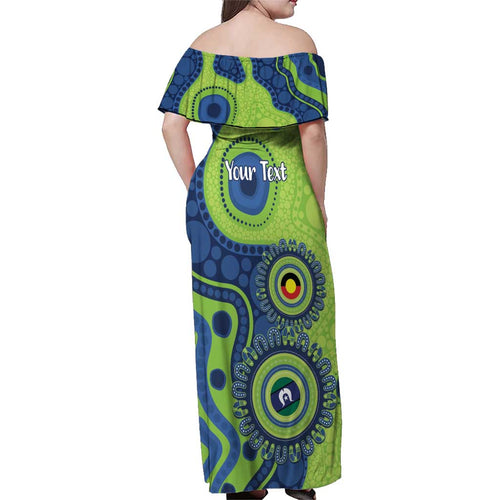 Canberra Raiders NAIDOC Week 2026 Personalised Family Matching Off Shoulder Maxi Dress and Hawaiian Shirt 50 Years of Deadly Aboriginal Art